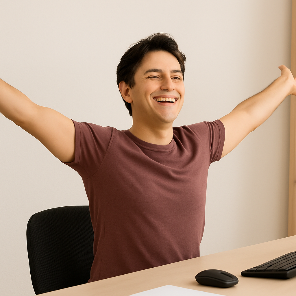 Desk worker feeling lower-back pain while at the computer